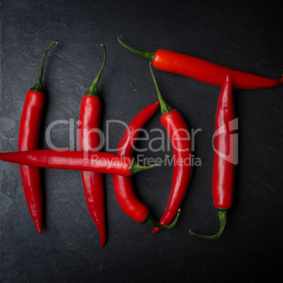 Hot chilies on slate