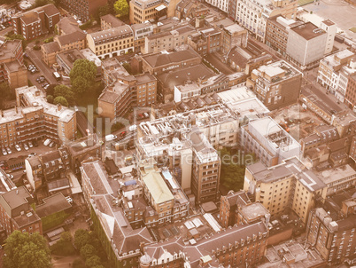 Retro looking Aerial view of London