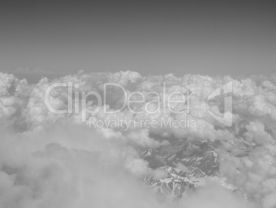 Black and white Clouds on Alps