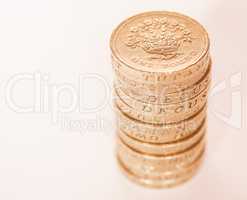 Pound coin pile vintage