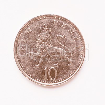 UK 10 pence coin vintage