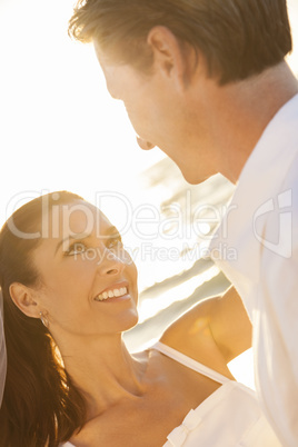 Bride and Groom Married Couple Sunset Beach Wedding