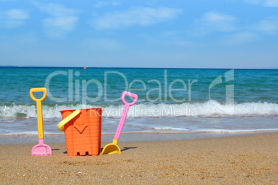 beach with toys summer scene