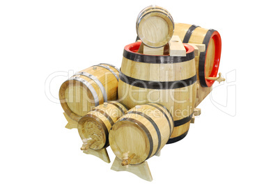 wooden barrels isolated on white
