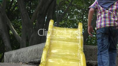 Brothers Playing on Slide