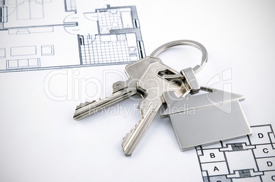 Keys and house chrome pendant with home shape