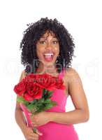 African American woman with roses.