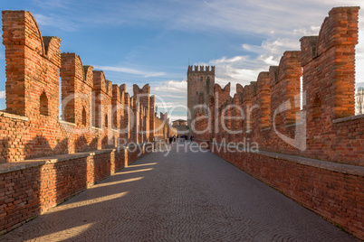 Medieval Castelvecchio bridge in Verona