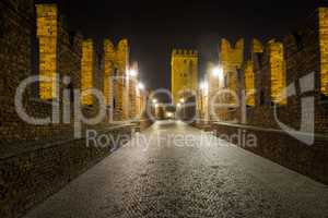 Nightview of Castelvecchio Bridge in Verona