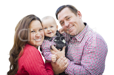 Baby Boy Having Fun With Mother and Father Outdoors Isolated