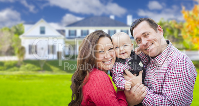 Young Family With Baby Outdoors In Front of Custom Home