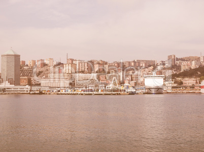 View of Genoa Italy from the sea vintage