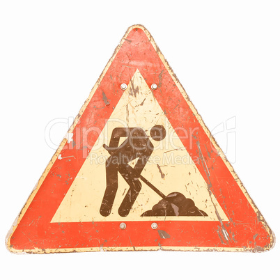 Roadworks sign vintage