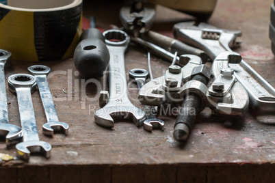 Various hand tools - spanned spanners