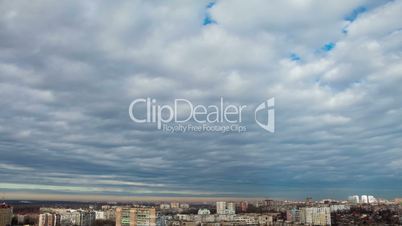 Cloudy Sky over the Residential Area. Time Lapse