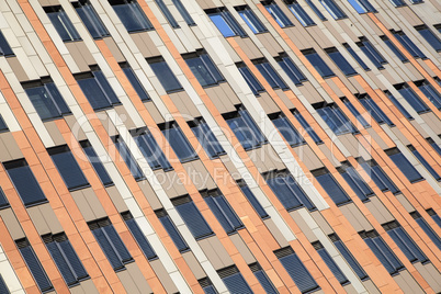 Abstrakte Fassade eines modernen Wohngebäudes in Hamburg, Deuts