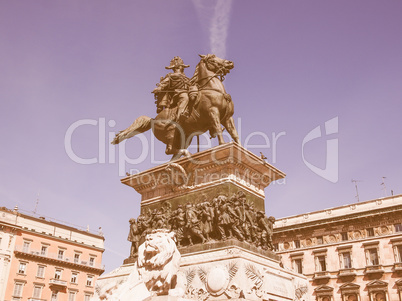Vittorio Emanuele II monument in Milan vintage