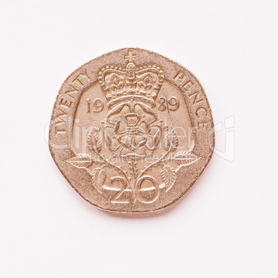 UK 20 pence coin vintage