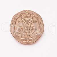 UK 20 pence coin vintage