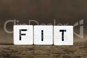 The word fit written in cubes