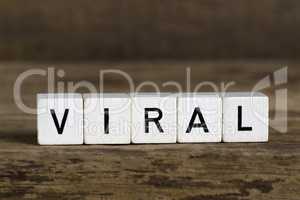 The word viral written in cubes
