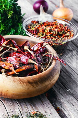 Spicy peppers in the bowl