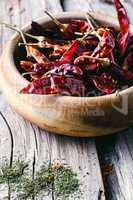Spicy peppers in the bowl