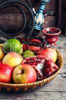 Fruit platter and hookah