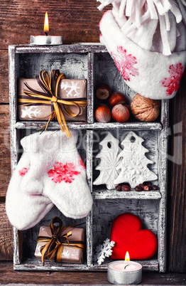 Winter decoration with gifts