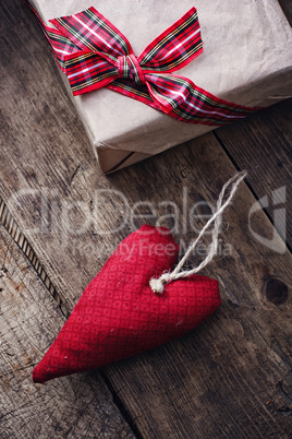Fabric handmade hearts and gift