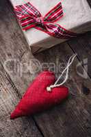 Fabric handmade hearts and gift