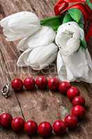 tulips and womens coral beads