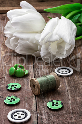 sewing accessories from threads and buttons