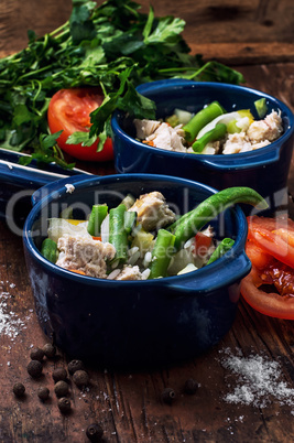 vegetable stew cooked in a ceramic pot