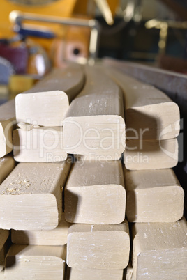 Pieces of soap on a conveyor belt