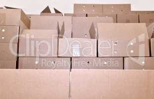 Cardboard packing boxes in a warehouse