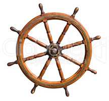 Old seasoned boat steering wheel cutout