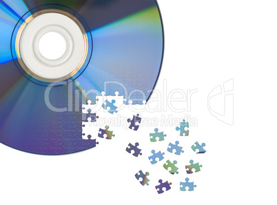 CD / DVD cut by jigsaw puzzle