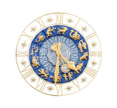 Medieval clock with Zodiac signs cutout