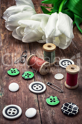thread and buttons