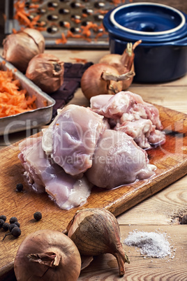 raw fillet of chicken meat
