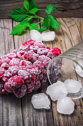 frozen ripe raspberry