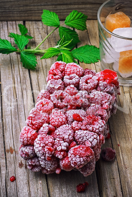 frozen ripe raspberry