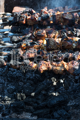 shish kebab on the extinct fuming fire