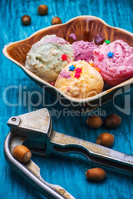 ice cream in  bowl