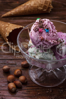 fruit ice cream in  bowl