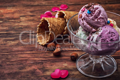 fruit ice cream in  bowl