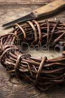 licorice rolled in coil on wooden background