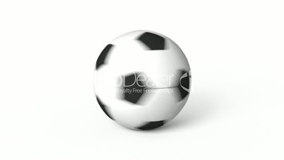 Soccer ball rotating on white bg