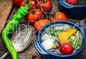 summer soup with fresh vegetables